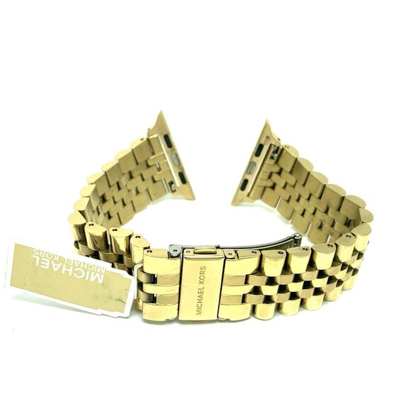 Michael Kors Women's Apple Watch 38-45mm Band Gold Steel Bracelet MKS8055E - Picture 6 of 9